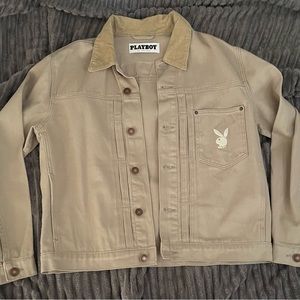 Playboy jacket from Pacsun, Medium in men’s, Khaki / Tan with white lettering